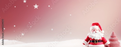 Cartoon santa claus. Xmas winter design. Horizontal Christmas banner, web poster, header cap for website. Merry Christmas and Happy New Year. Festive bright beautiful background. generative ai