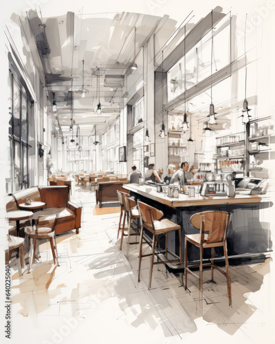 Professional cafe space sketch