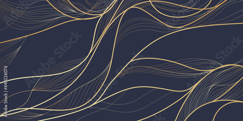 Gold wavy pattern. Luxurious golden linear ornament. Premium design for wallpapers, silk textiles and jewelry. Vector illustration.