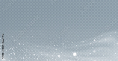 Christmas background. Powder PNG. Magic bokeh shines with white dust. Small realistic glare on a transparent Png background. Design element for cards, invitations, backgrounds, screensavers.
