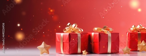 Wallpaper Mural Xmas Gift box. Horizontal Christmas banner, web poster, header cap for website. Merry Christmas and Happy New Year. Festive bright beautiful background. generative ai Torontodigital.ca