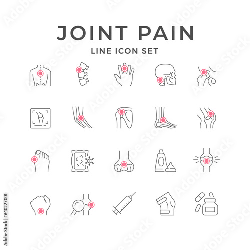 Set line icons of joint pain