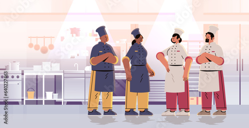 mix race professional restaurant culinary chefs or bakers in uniform food industry workers happy labor day celebration concept