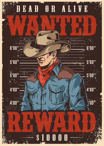 Wanted bandit vintage poster colorful