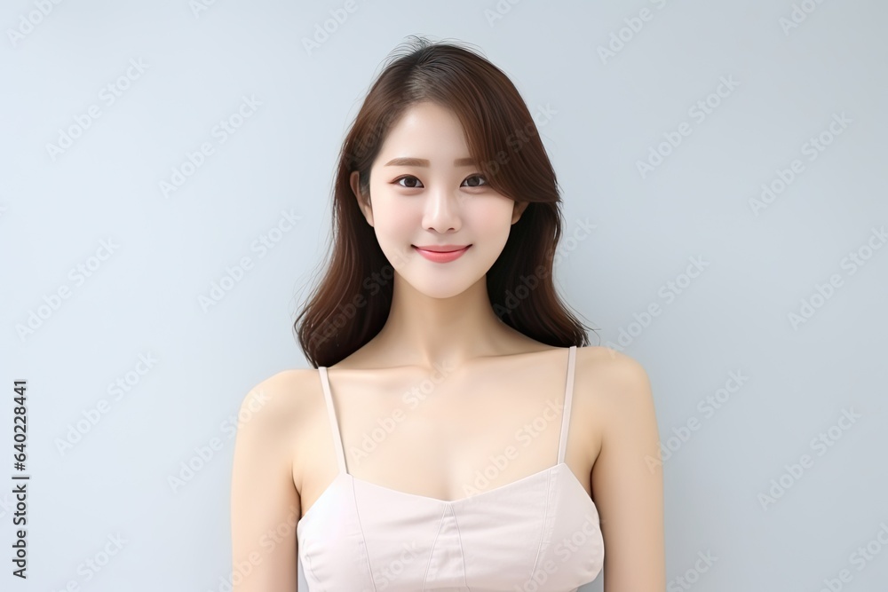 Beautiful Asian woman smiles and radiates happiness, showcasing her healthy, glowing skin. Generative AI Beautiful Asian woman smiles and radiates happiness, showcasing her healthy, glowing skin. Generative AI