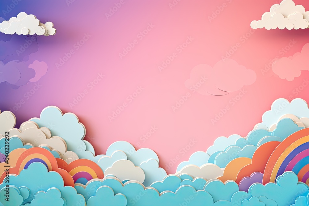 Creative paper cut style of blue sky and clouds for design projects related to nature environment or decoration. Generative AI Creative paper cut style of blue sky and clouds for design projects related to nature environment or decoration. Generative AI