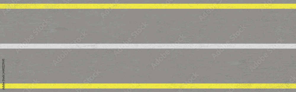 Fototapeta premium Empty highway asphalt road texture, Ariel View Road, Empty highway black asphalt road with dividing lines, Top view, Vector Illustration
