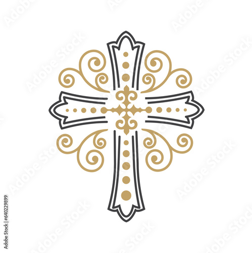 Beautiful decorative cross ornament for print, decor and design.