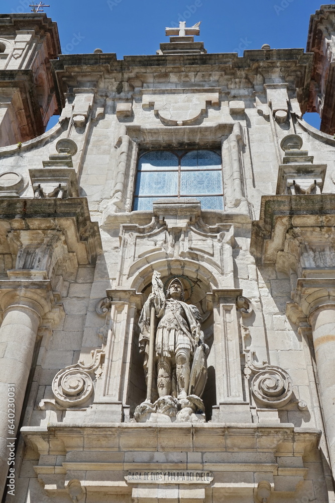 Detail of the facade of the church of 'San Jorge', baroque style Coruna, Galicia, Spain 07262023