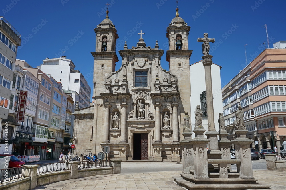 Church of 'San Jorge', Christian temple in baroque style Coruna, Galicia, Spain 07262023