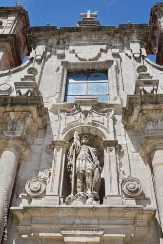 Detail of the facade of the church of 'San Jorge', baroque style Coruna, Galicia, Spain 07262023 photo