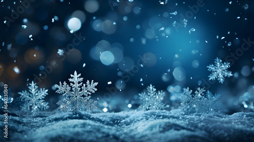 Blue Christmas background with snowflakes