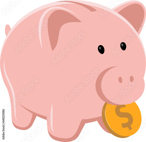Piggy bank with coin vector illustration. Saving