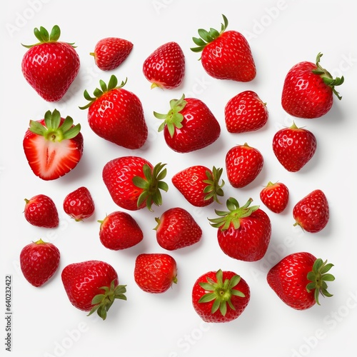 Fresh strawberries, Fruits, red berries close-up, transparent background, isolated, png