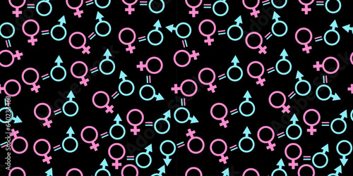 Man and woman symbols seamless pattern. Equality day. Vector illustration.