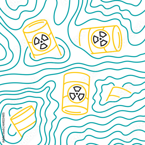 Radioactive water banner. Save the ocean concept