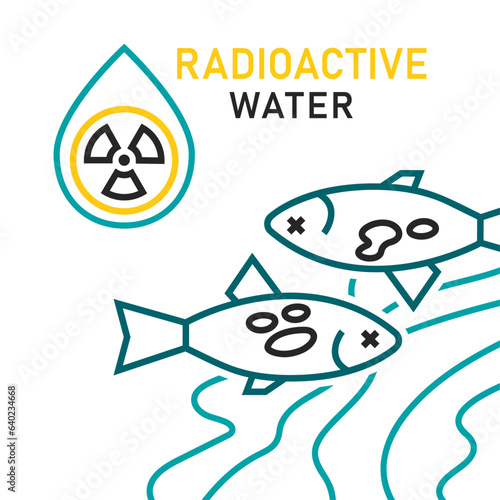 Radioactive water banner. Save the ocean concept