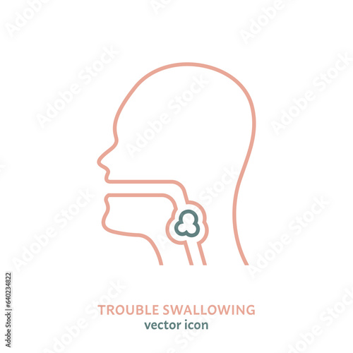 Dysphagia icon. Aphagia pictogram. Difficulty in swallowing symbol. photo