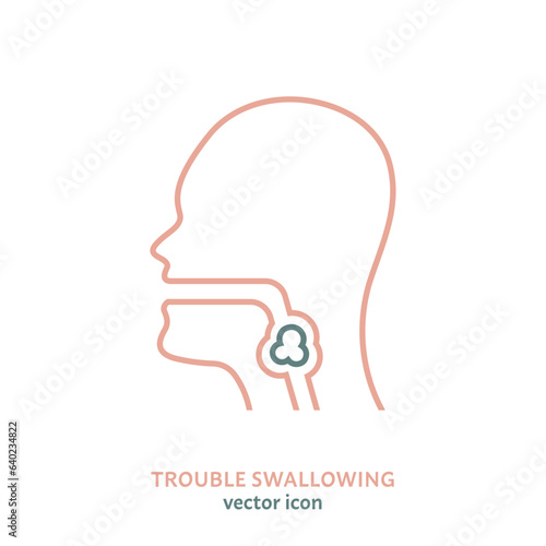 Dysphagia icon. Aphagia pictogram. Difficulty in swallowing symbol.