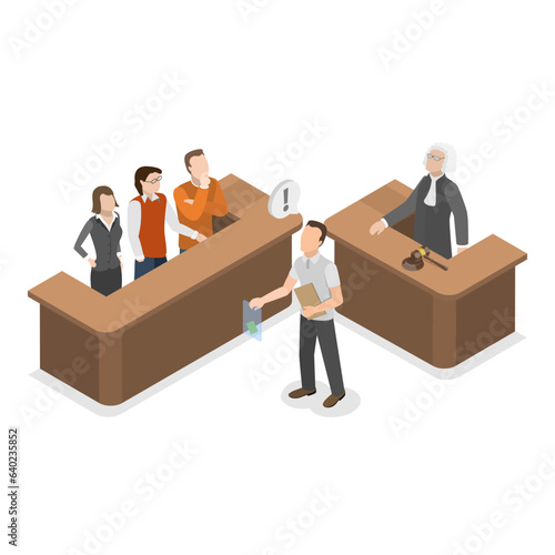 3D Isometric Flat Vector Illustration of Criminal Lawyer, Ppocessing Civil or Criminal Litigation. Item 1