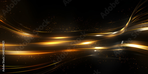Shiny and golden wave,  Beautiful golden glowing particles background,  Bright golden background, generative Ai
 photo