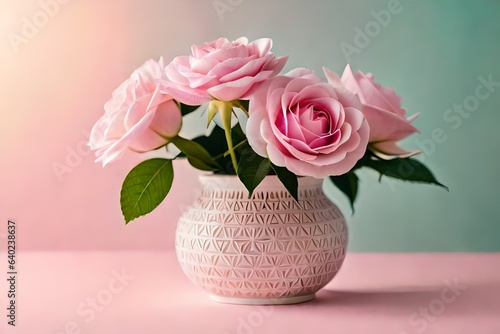 pink roses in a vase © Mishal