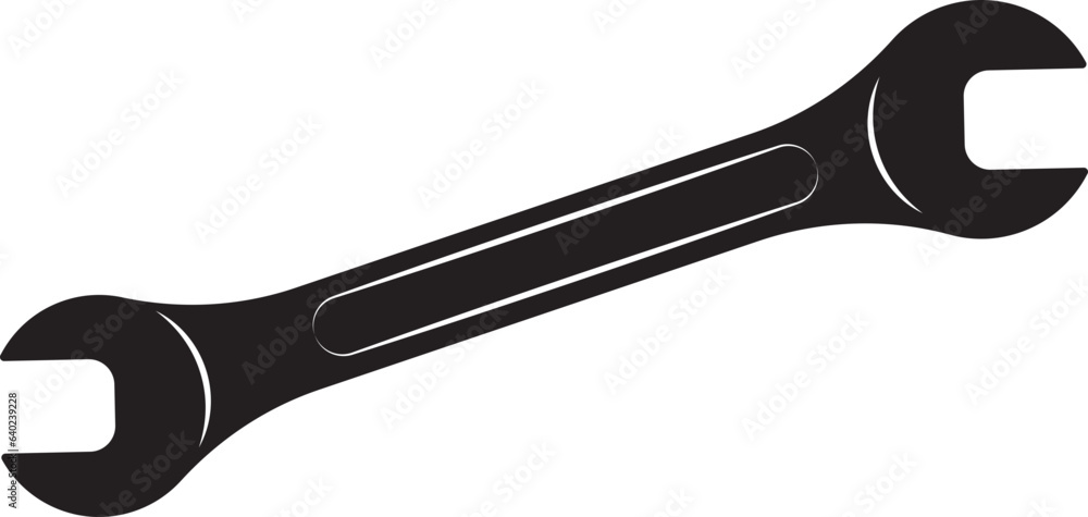 Obraz premium Wrench tool for repair service equipment. Mechanical engineering symbol. Vector.