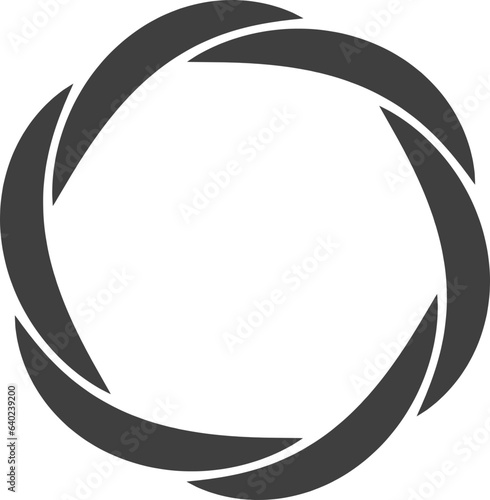 Round frame black and white vector ornament. Graphic border doodle. Ring curve link connection