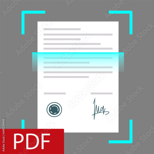 Document scanner icon. Symbol, logo illustration. Editable stroke.