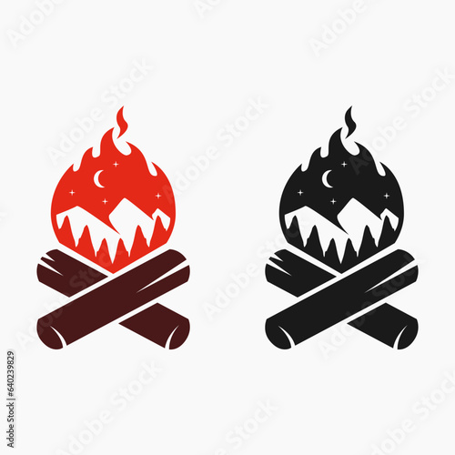 camp fire nature outdoor silhouette logo