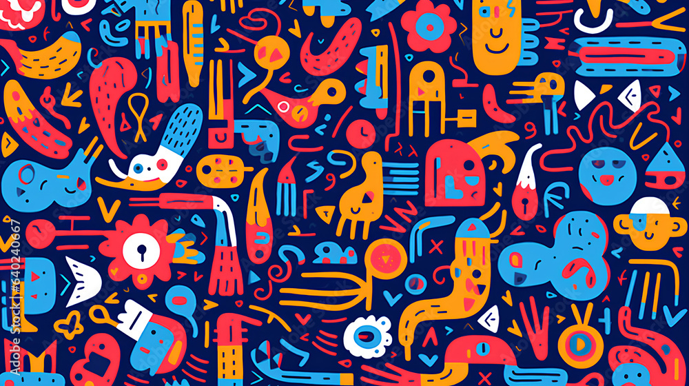 Colorful pattern doodle wallpaper and background