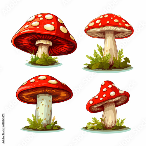 Set of mushrooms on a white background
