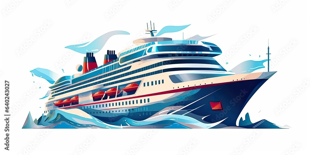 Illustration of cruise ship travel on a white isolated background Illustration of cruise ship travel on a white isolated background