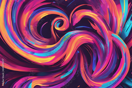Generate a vibrant abstract composition with swirling neon colors and dynamic shapes 