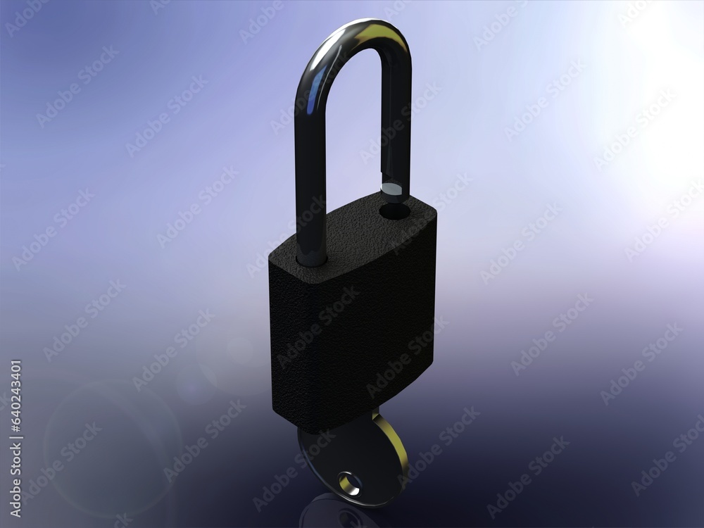 Solid Black Essential Padlock 3D model Solid Black Essential Padlock 3D model