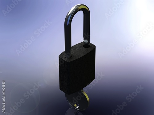 Solid Black Essential Padlock 3D model