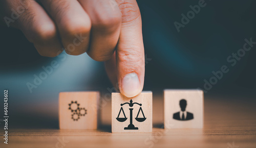 Obraz na płótnie AI Law or AI ethics business concept. Artificial intelligence developing codes. Compliance, Business policy target in digital transformation and responsibility for guarding against unintended bias. w salonie