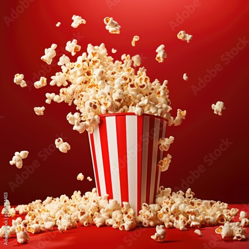 Popcorn flying in the air on a white background
