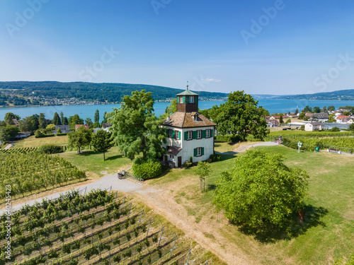 Luftbild vom Aussichtspunkt Hochwart auf der Insel Reichenau