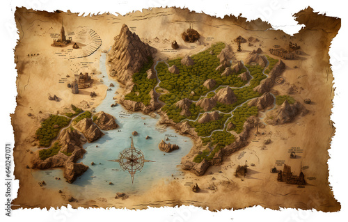 pirate treasure map on old paper.