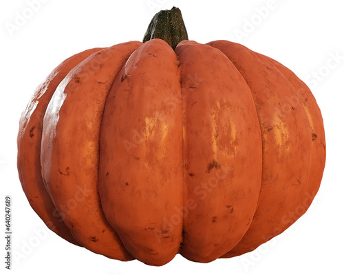 Orange scabrous realistic pumpkin isolated on transparent background