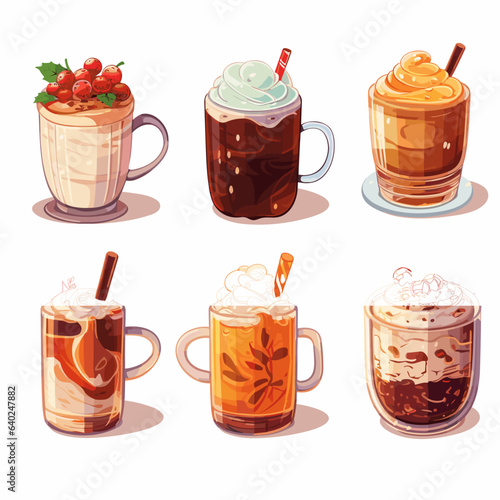 set of warming winter drinks