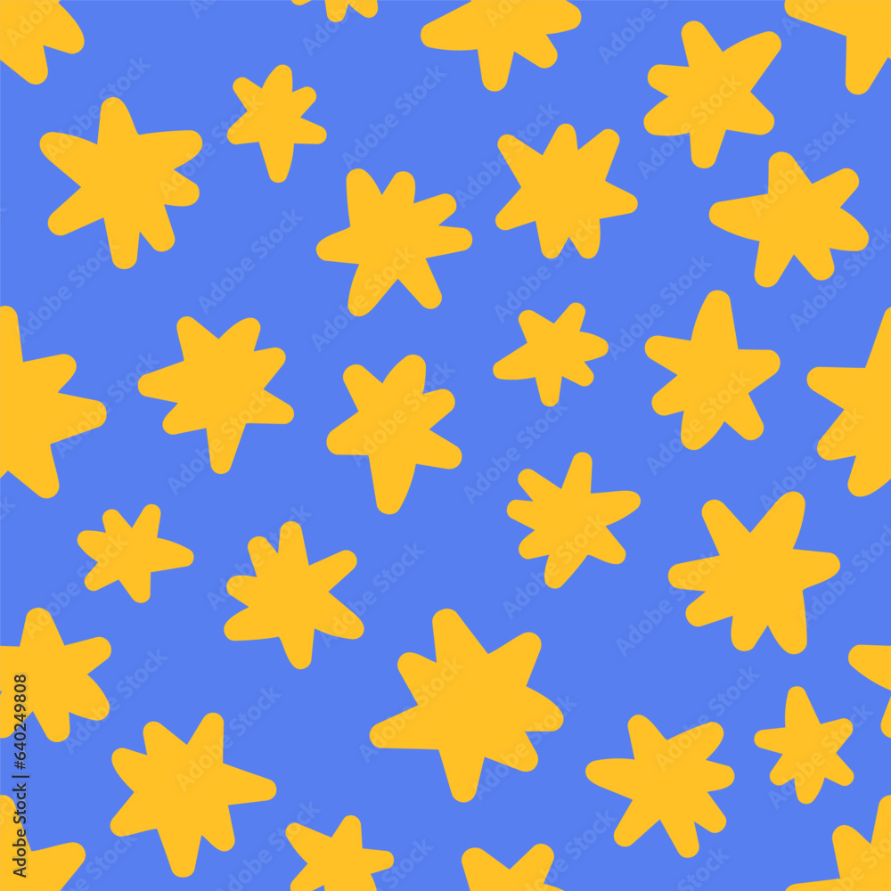 Abstract star shapes modern seamless pattern. Hand drawn vector illustration. Bright colors creative hand drawn illustration wallpaper design Abstract star shapes modern seamless pattern. Hand drawn vector illustration. Bright colors creative hand drawn illustration wallpaper design