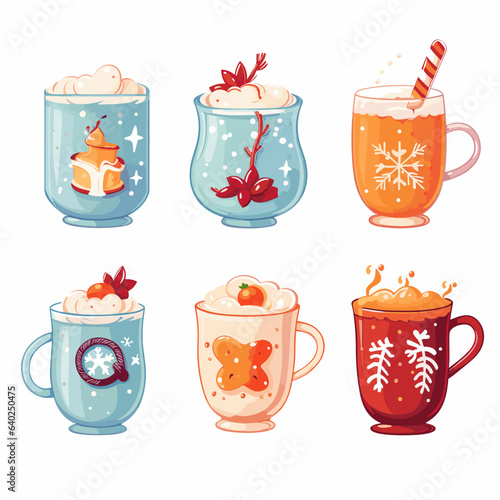 set of warming winter drinks
