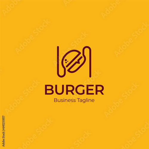 n letter burger shop logo design template vector 