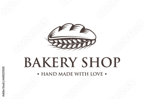 Vintage Retro Bakery, Cake Shop Label Vector Logo Stamp. Bread logo design