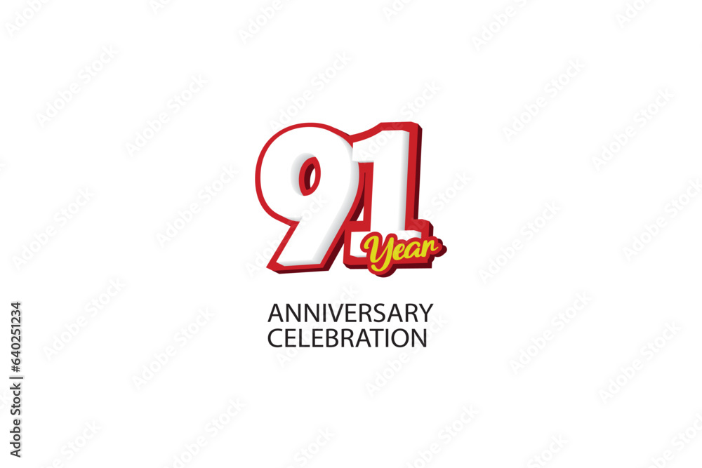91th, 91 years, 91 year anniversary minimalist logo, jubilee, greeting card. Birthday invitation, sign. Red space vector illustration on white background - Vector 91th, 91 years, 91 year anniversary minimalist logo, jubilee, greeting card. Birthday invitation, sign. Red space vector illustration on white background - Vector