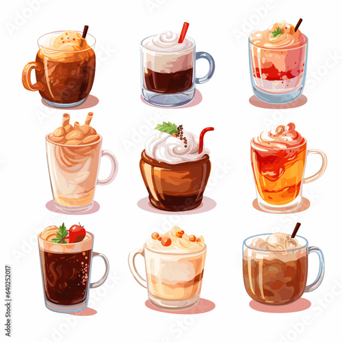 set of warming winter drinks