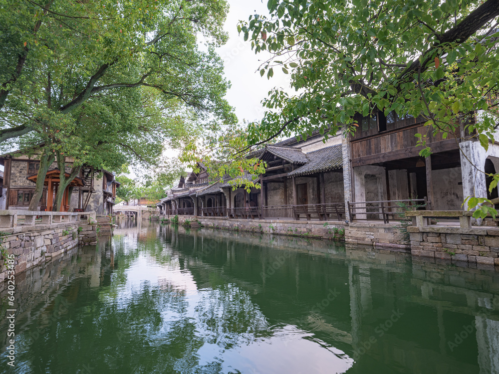Night view of Puyuan, An ancient water town in Zhejiang Province, China. Night view of Puyuan, An ancient water town in Zhejiang Province, China.