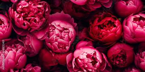 Pink or red Peony flowers in a Seamless texture. Beautiful floral pattern that repeats. photo